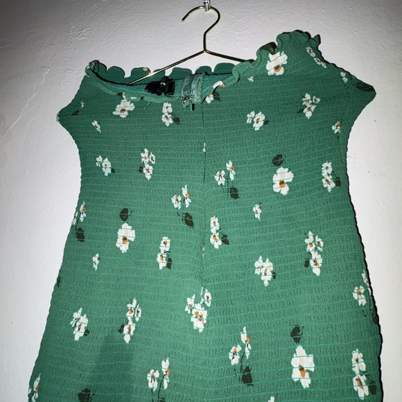 Reformation Girls Green Floral Ruffle-Trim Dress - Picture 3 of 7